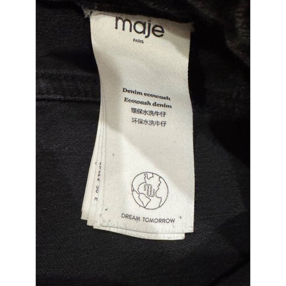 Maje Paris Distressed Black Ecowash Straight Leg Jeans Size 36 (US 4) - Picture 8 of 8